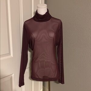 White House Black Market Burgundy Mesh Top